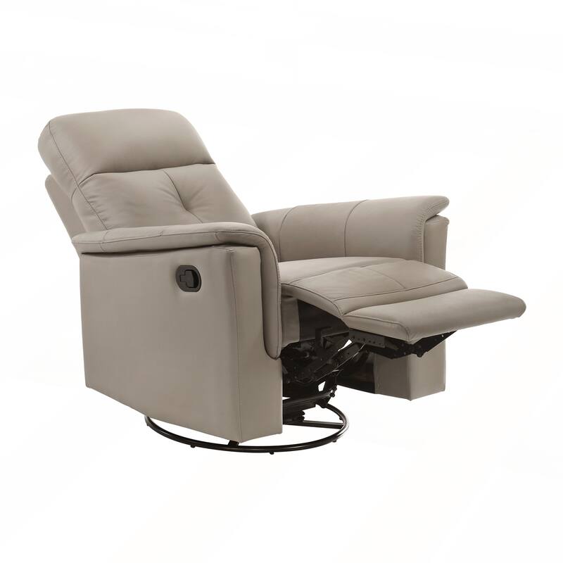 Silver Color Leather Upholstered Reclining Chair
