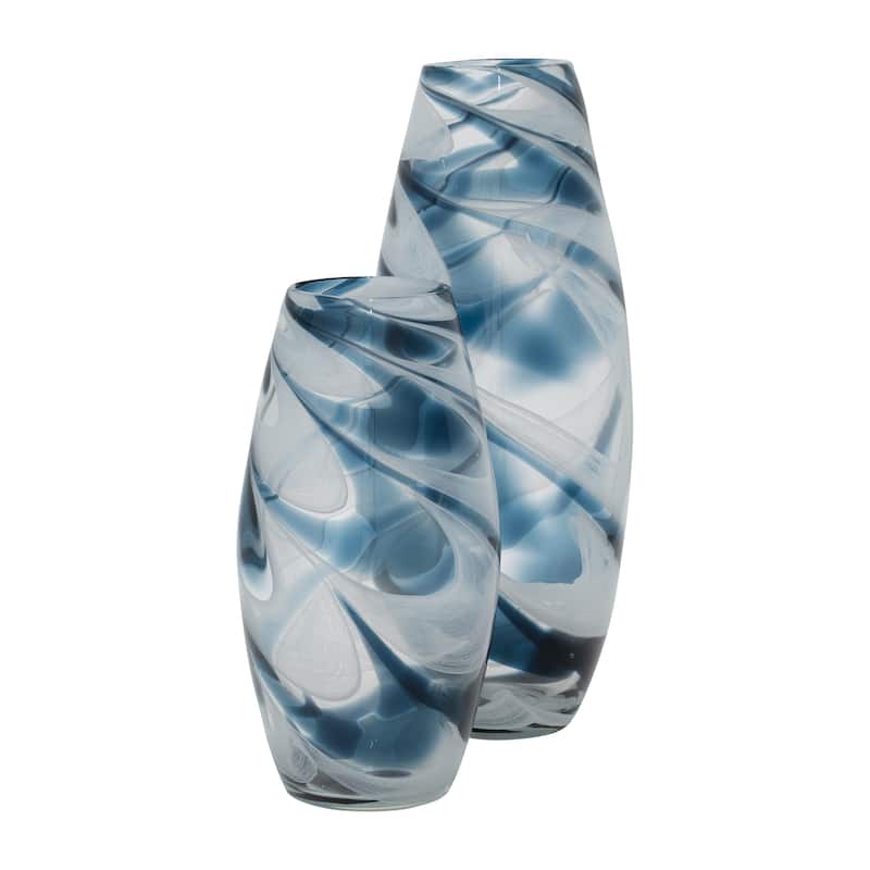 Sagebrook Home Coastal Blue Glass Swirl Vase