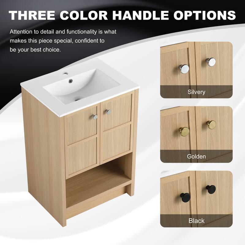 24" Freestanding Bathroom Vanity whit Ceramic Sink