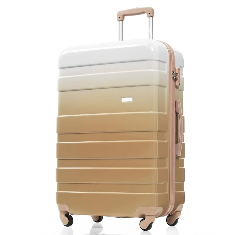 20''24''28'' New Model ABS Hardshell Luggage Sets, 3 Piece Lightweight Durable Suitcase with Spinner Wheels and TSA Lock, Tan