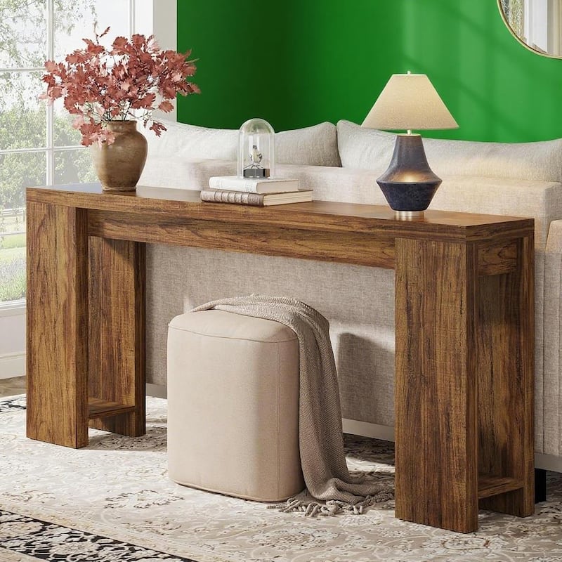 Farmhouse Console Table Rustic Wood Entryway Sofa Hallway Foyer Table 70 Inch - 70.9" x 11.8" x 33.5"