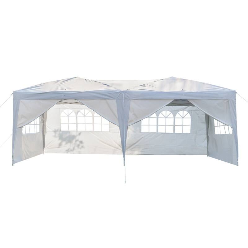 20x10FT Four Windows and Two Doors Practical Waterproof Folding Tent White