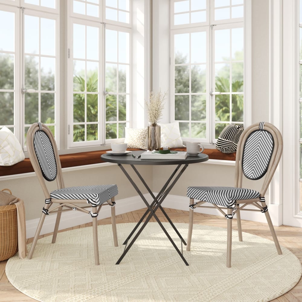 2 Pack All-Weather Commercial Paris Chairs with Metal Frames