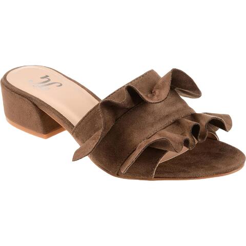 Journee Collection Womens Sabica Heels Faux-Suede Slip-On - Taupe - 12 Medium (B,M)