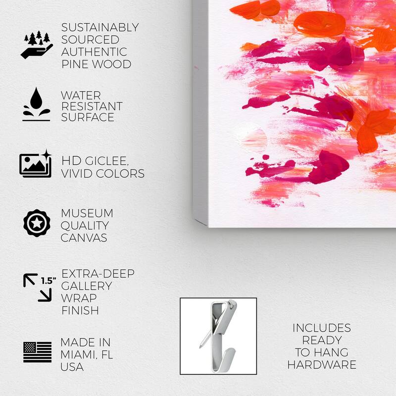 Wynwood Studio Abstract The Love Petals White and Hot Pink Modern & Contemporary Wall Art Canvas Print