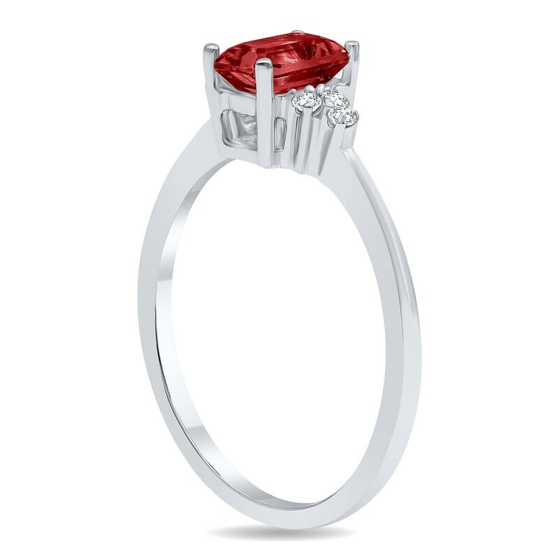 Garnet and Diamond Regal Ring in 10k White Gold
