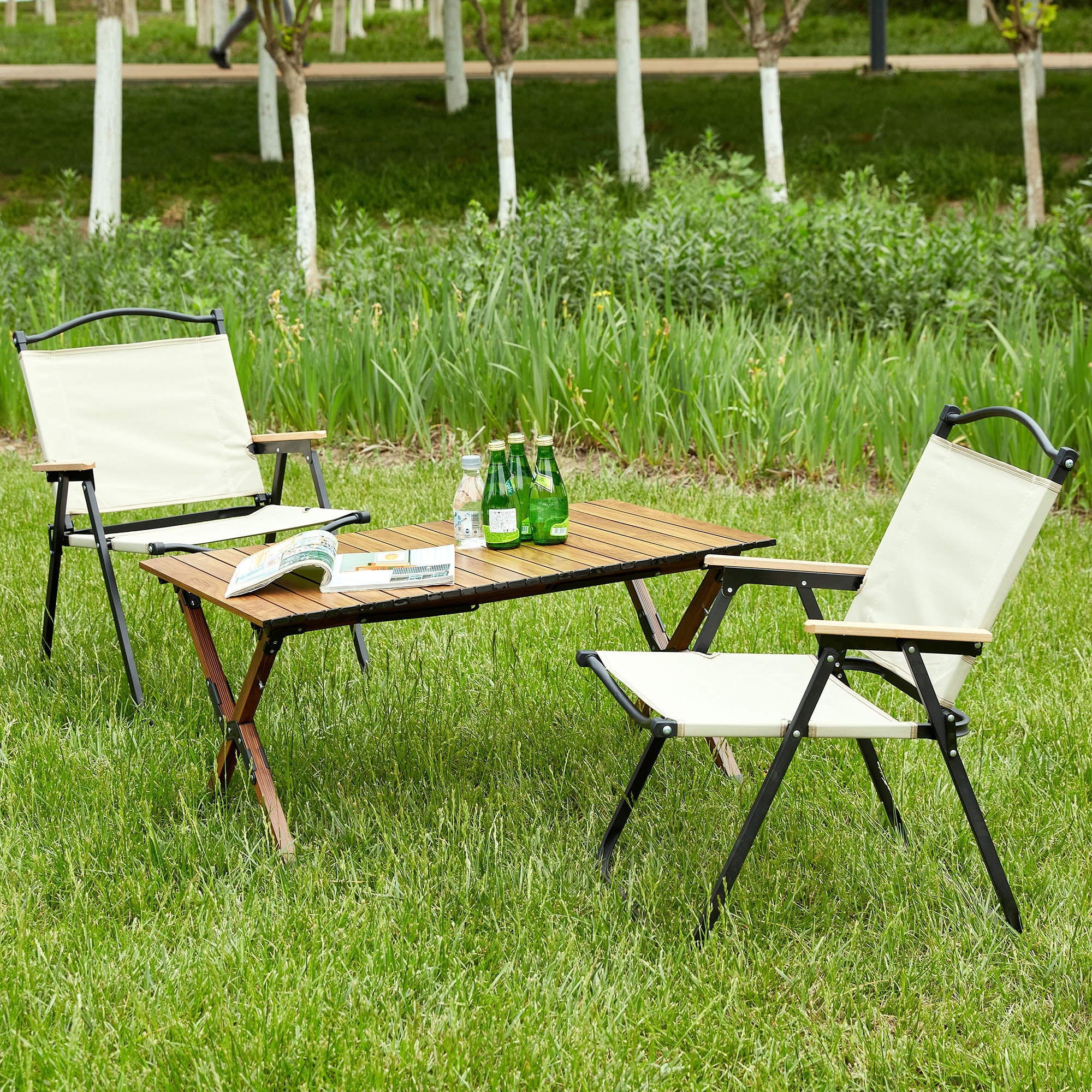 Folding table 2025 and two chairs