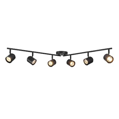 47" 6-Light Matte Black Foldable Track Lighting with Pivoting Track Heads - 4.7"