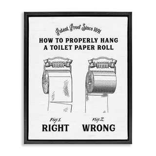 Stupell Right & Wrong Toilet Roll Framed Floater Canvas Wall Art Design ...
