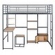preview thumbnail 19 of 38, Full Size Loft Bed with Desk,Stool,Wardrobe,Shelves and Cabinet for Home