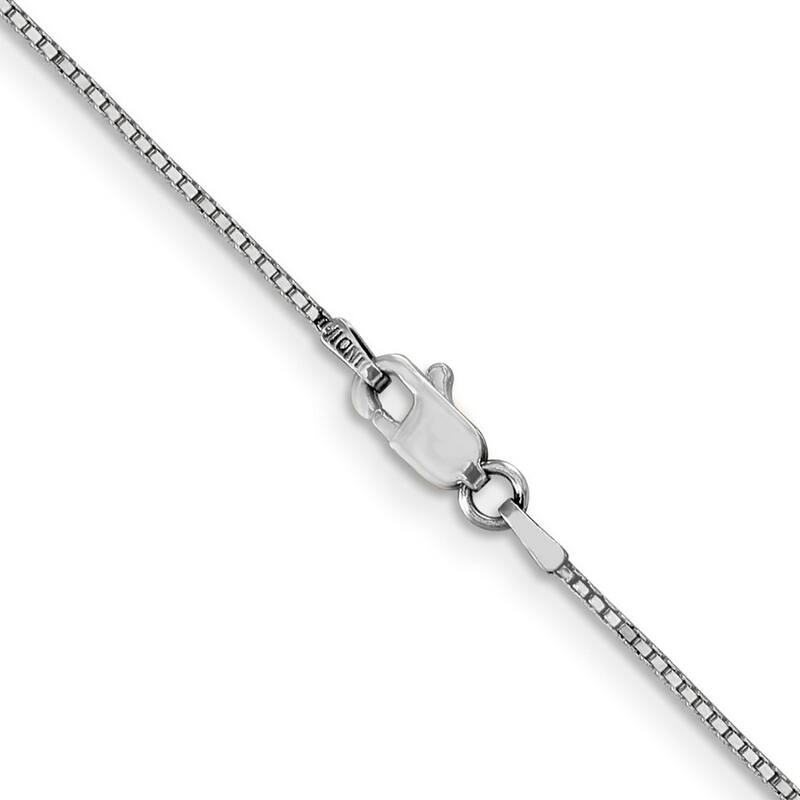Curata 10k White Gold 0.8mm Solid Box Chain Necklace (Lobster) Options: 16 18 20 22 24 30