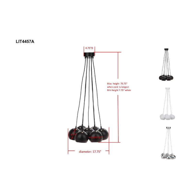SAFAVIEH Lighting Mujgan Bearing Adjustable 7-Light White Pendant - 17.75"x17.75"x7.75 -79.75" - 18Wx18Dx80H