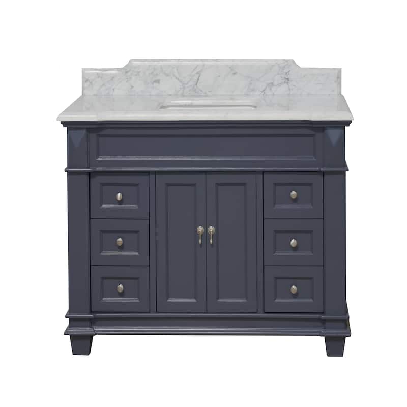 KitchenBathCollection Elizabeth 48" Bathroom Vanity with Carrara Marble Top