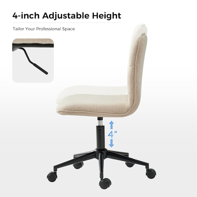 Klaus Upholstered Armless Swivel Task Chair with Tufted Back by HULALA HOME
