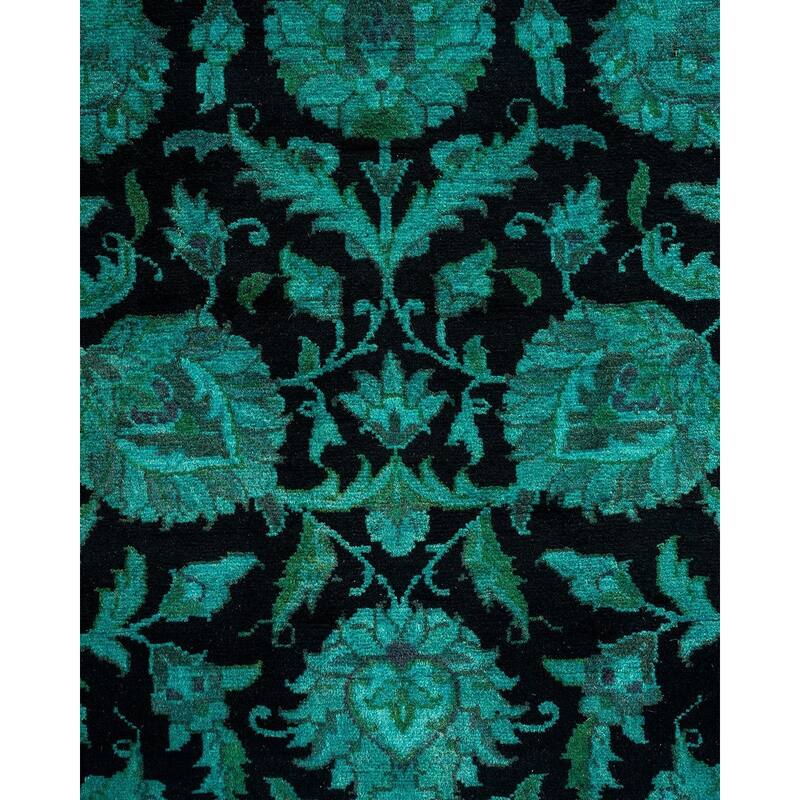 Overton Hand Knotted Wool Vintage Inspired Modern Contemporary Overdyed Black Runner Rug - 2' 7" x 19' 0"