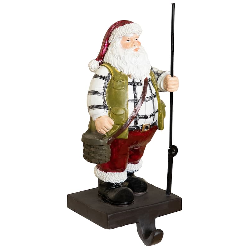 Fishing Santa Claus Christmas Stocking Holder - 8.5"