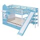 preview thumbnail 29 of 38, Full-Over-Full Castle Style Bunk Bed with 2 Drawers 3 Shelves and Slide - Pink