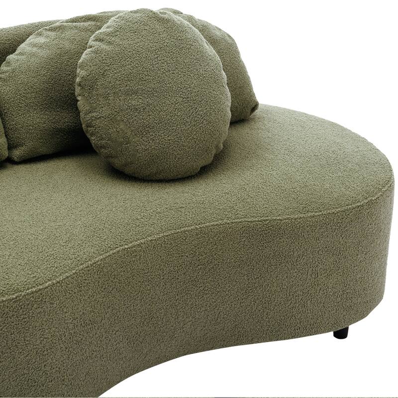 103.5" Lamb Velvet Armless Sectional Sofa with 6 Pillows