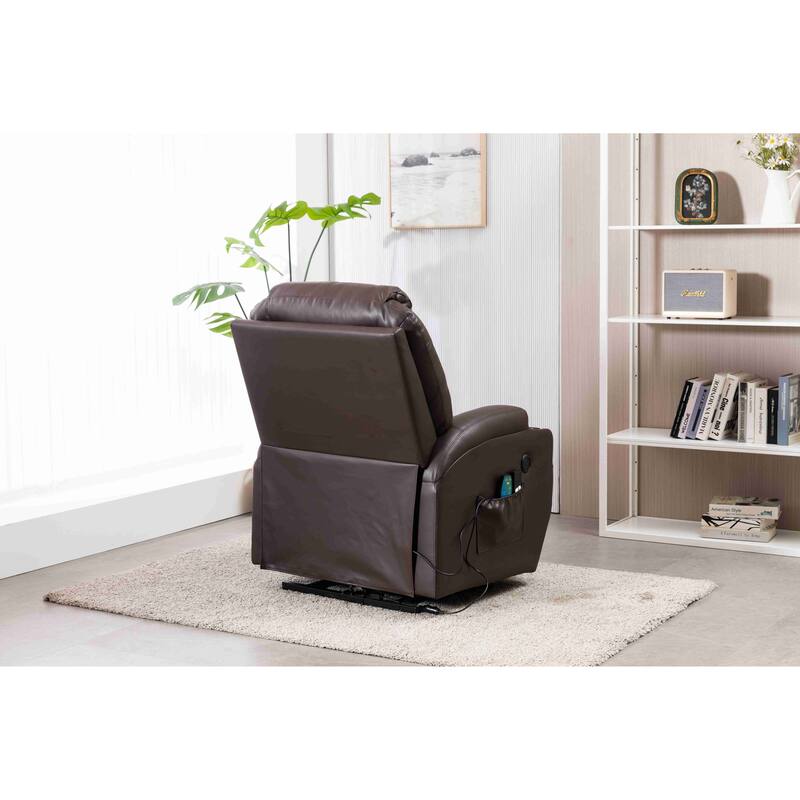 Faux Leather Power Lift Recliner Chair, Heat and Massage by Remote Control