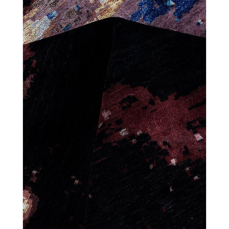 Ikat One-of-a-Kind Hand-Knotted Area Rug - Black, 9' 1" x 12' 1" - 9' 1" x 12' 1"