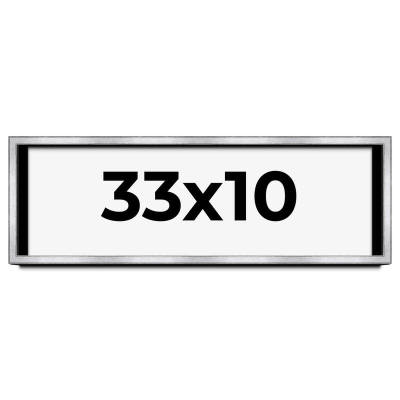 33x10 Shadow Box Frame Silver | 1.375 Inches Deep Real Wood