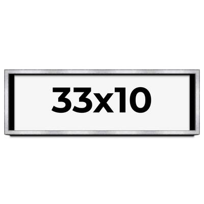 33x10 Shadow Box Frame Silver | 1.375 Inches Deep Real Wood
