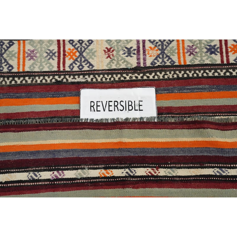 Hand Woven Oriental 100% Wool Carpet Southwestern Tribal Multi-Colored Kilim Area Rug - 9' 2'' X 5' 11''