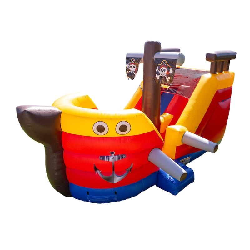 HeroKiddo Pirate Ship Commercial Grade Inflatable Slide Bouncer with Air Blower, Rental Grade PVC Vinyl, Outdoor Play
