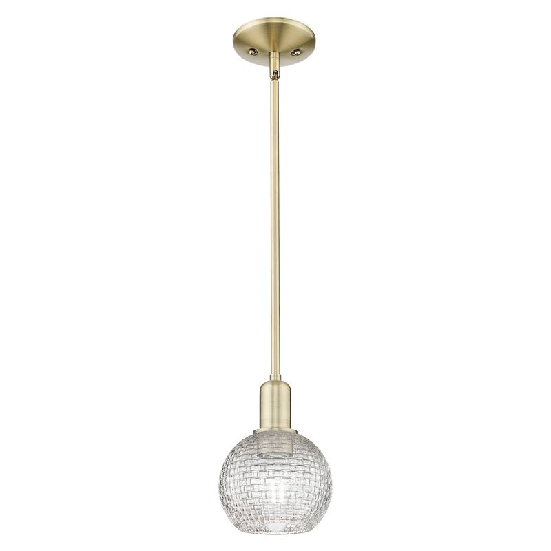 Innovations Lighting Endless Possibilities Arcadia - Athens - 1 Light 6" Basketweave Stem Hung Mini Pendant - Antique Brass