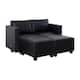 Option Loveseat with Double Ottoman,Black