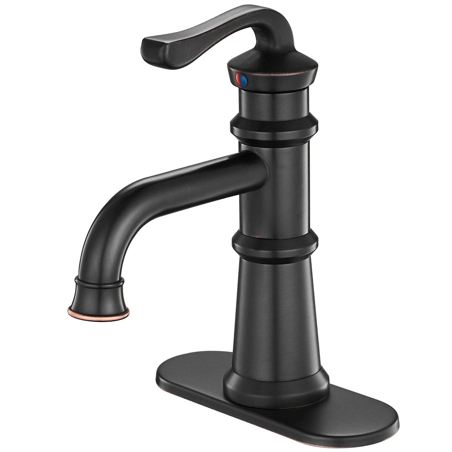 Rozin Single Handle Waterfall Spout Bathroom Basin Faucet Vanity Sink Mixing Tap 10-inch Hole Cover Plate Oil Rubbed Bronze