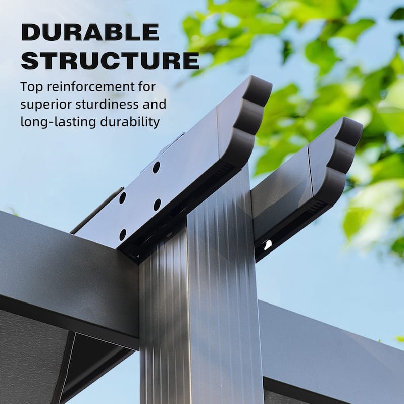 Aoodor Outdoor Pergola with Aluminum Frame & Retractable Canopy