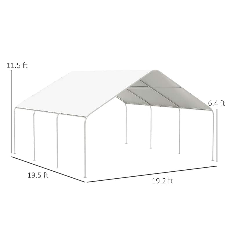 Outsunny Carport, 19' x 19.5' Heavy Duty Party Tent Portable Garage, Outdoor Canopy Tent with Galvanized Steel Frame