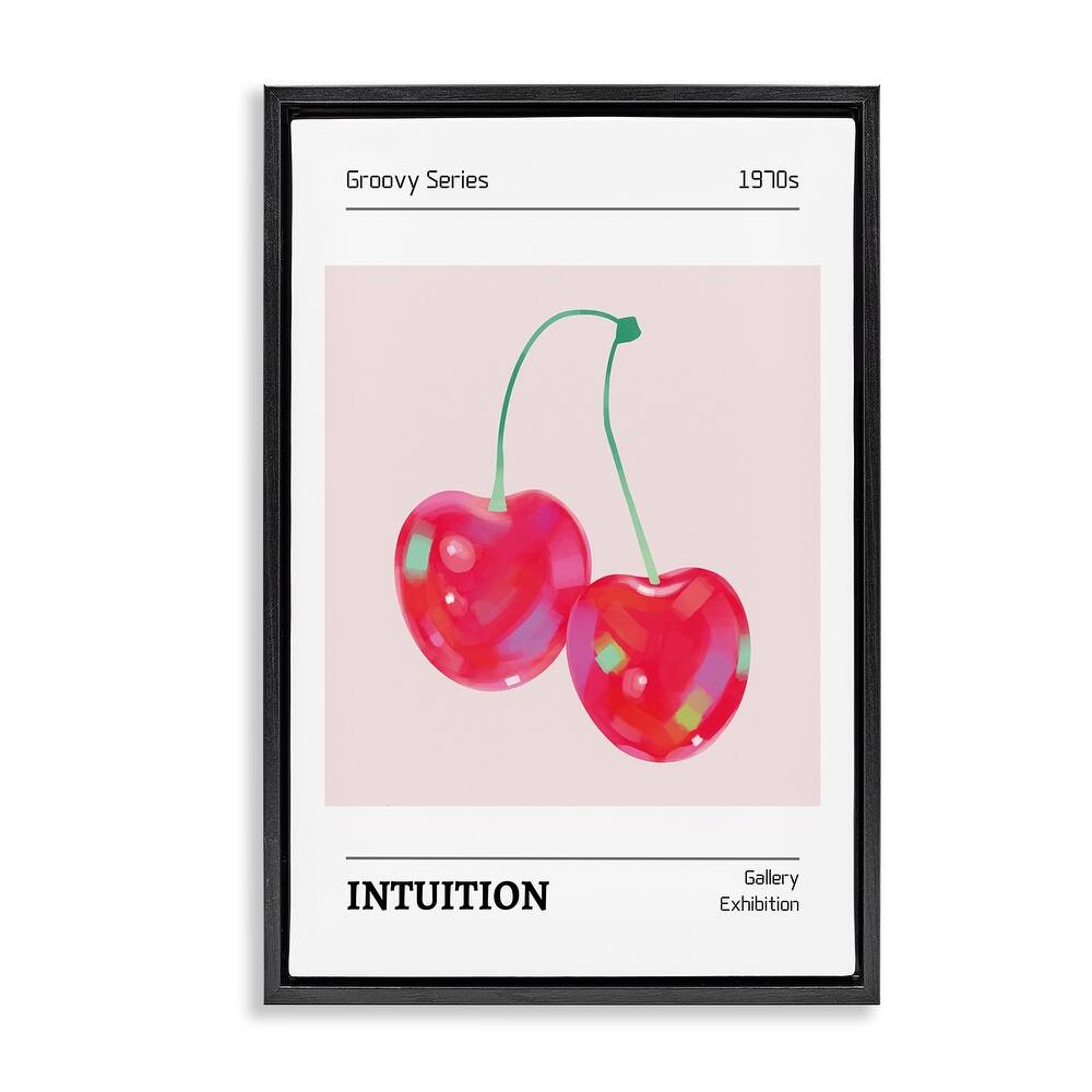 Stupell Intuition Phrase Cherries Framed Floater Canvas Wall Art Design By LSR Design Studio