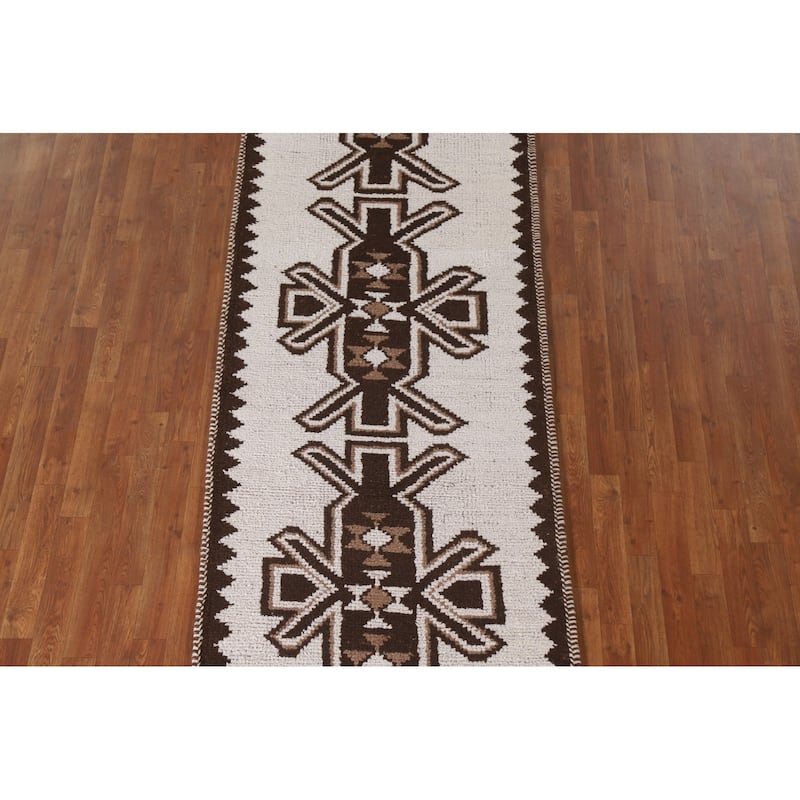 Beige / Ivory Anatolian Turkish Runner Rug Handmade Wool Carpet - 3'3"x 10'10"