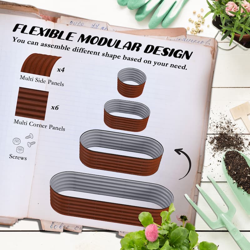 6.5' x 2' x 1.4' Galvanized Raised Garden Bed Kit,Outdoor Metal Elevated Planter Box with Safety Edging,Easy DIY Stock Tank