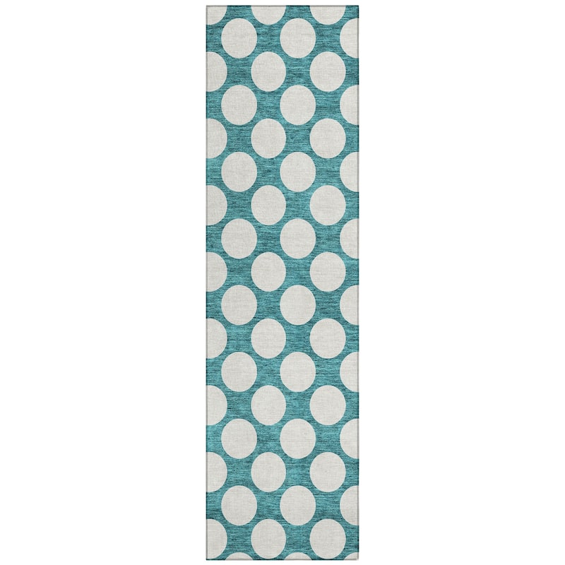 Machine Washable Indoor/ Outdoor Chantille Modern Dots Rug