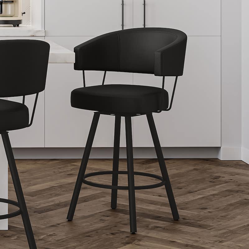 Amisco Corey Swivel Counter and Bar Stool, Upholstered with Metal Legs