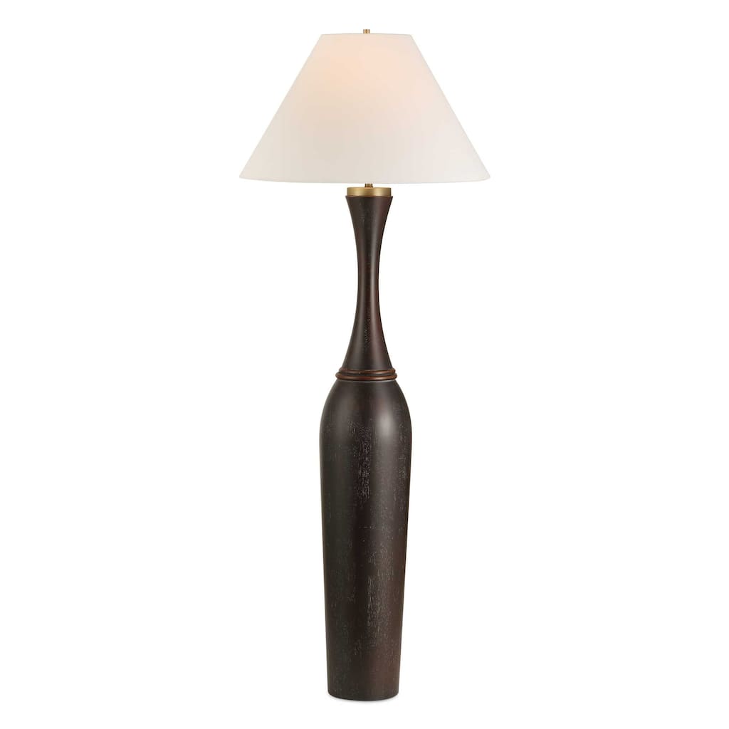 Uttermost Pravin Dark Wood Floor Lamp - 24.5"W x 24.5"D x 64"H