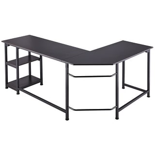 Overstock CO-Z L Shaped Computer Corner Desk Gaming Desk with Cable Management (Ebony)