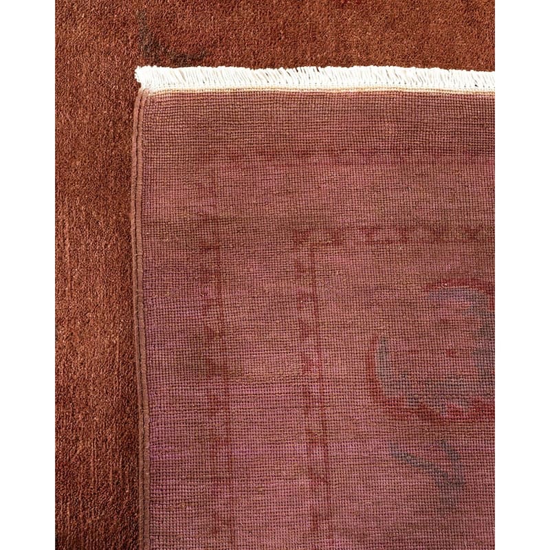 Overton Handknotted Wool Vintage Inspired Contemporary Overdyed Brown Area Rug - 18' 0" x 12' 3"