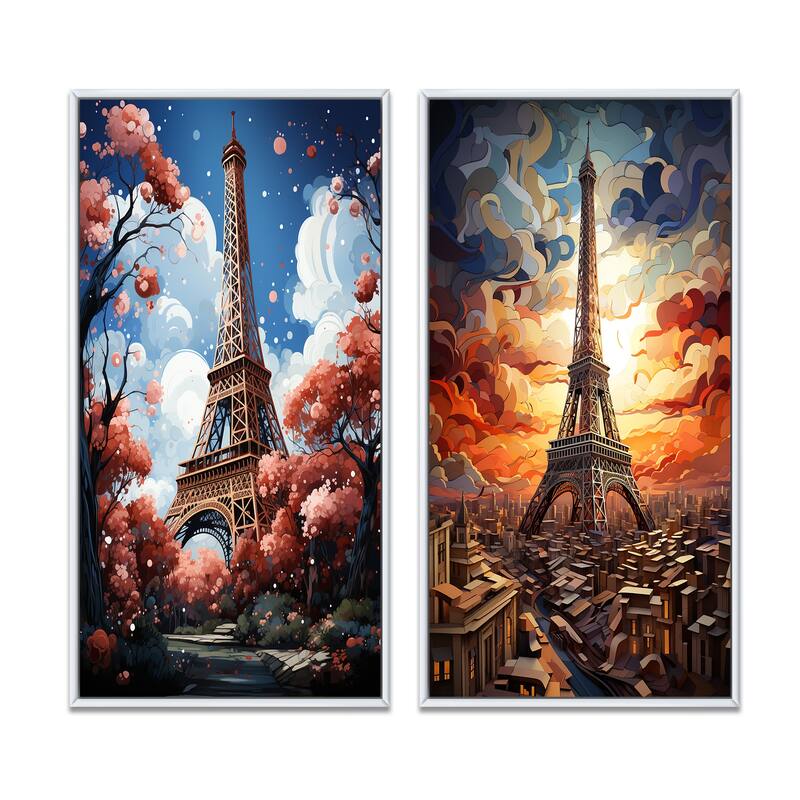 Designart "Paris In Spring Bloom I" City Paris Wall Art Décor - Traditional Gallery Set For Office Decor