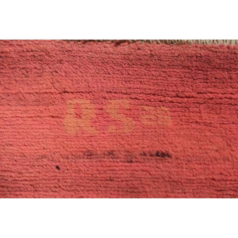 Modern Gabbeh Oriental Area Rug Hand-Knotted Pink Wool Carpet - 6'10" x 9'9"