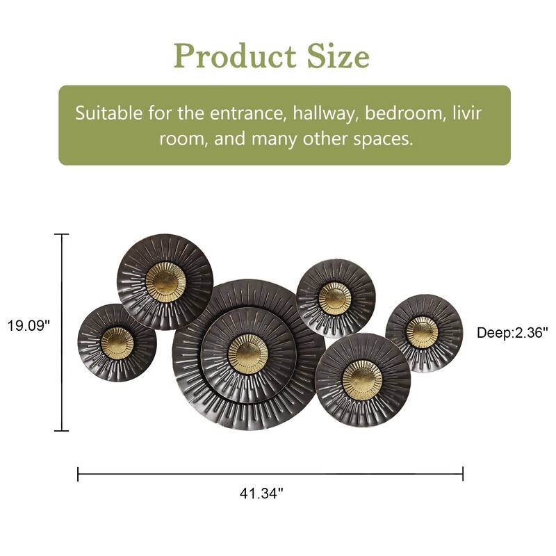 41.3" W Brown and Gold Metal Abstract Flower Wall Decor