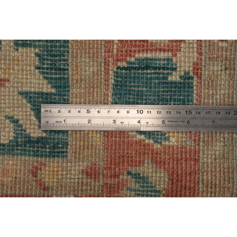 Hand Knotted Oriental 100% Wool Carpet Transitional All-Over Green Oushak Area Rug - 5' 3'' X 3' 2''