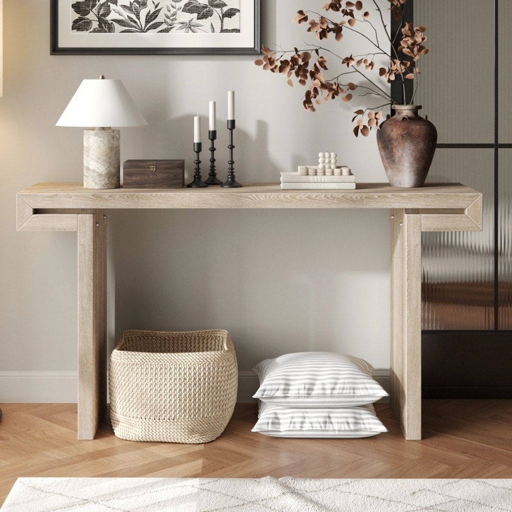 Distressed Wood Finish Entryway Sofa Side Table for Living Room