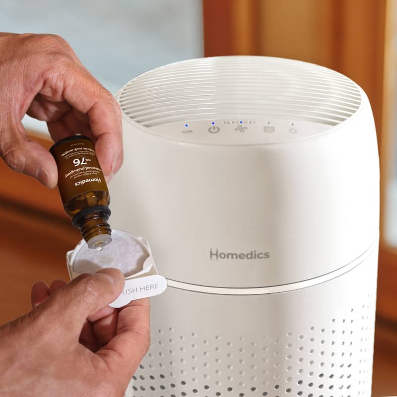 Homedics AP‑T22 Medium‑Room Tower Air Purifier | 4‑Stage HEPA‑Type + UV‑C | White