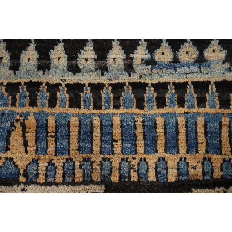 Hand Knotted Oriental 100% Wool Carpet Modern Tribal Multi-Colored Moroccan Area Rug - 8' 1'' X 5' 10''