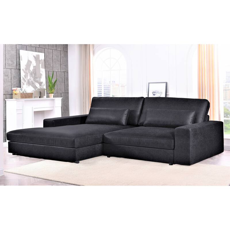 US Pride Furniture 105.52 inch Oversize Facing Chaise Sectional Sofa - Facing Left Black