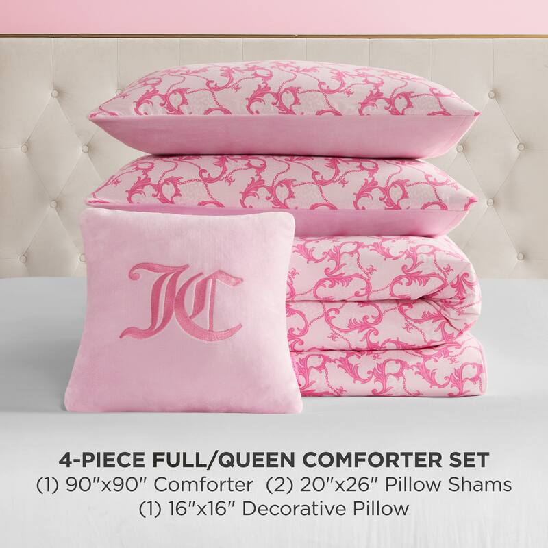 Juicy Couture Solid Plush Reversible Gothic Leopard Comforter Sets